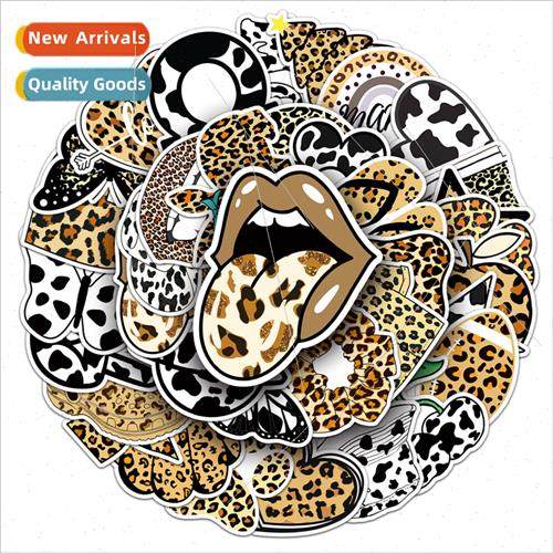 50 pcs of leopard cartoon stickers creative floral handbook