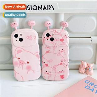 cute love phone iPhone 13Promax piggy pink screen Full