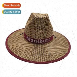 brim wrapped edge Paper hat flat letters summer straw
