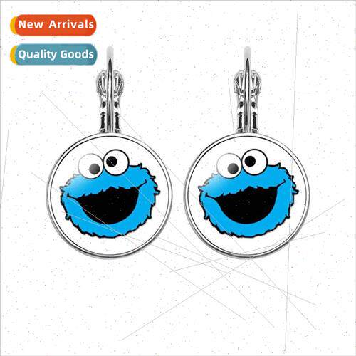 Childrens Cartoon Image Time Gemstone Earrings Sesame Set El
