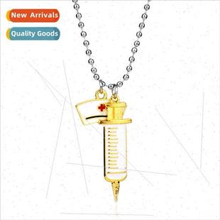 First Aid Kit Jewelry Sweater Syringe Necklace Chain Doctor