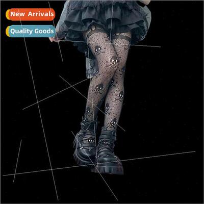 Skull mesh stockings bungee dark student sexy black silk ske
