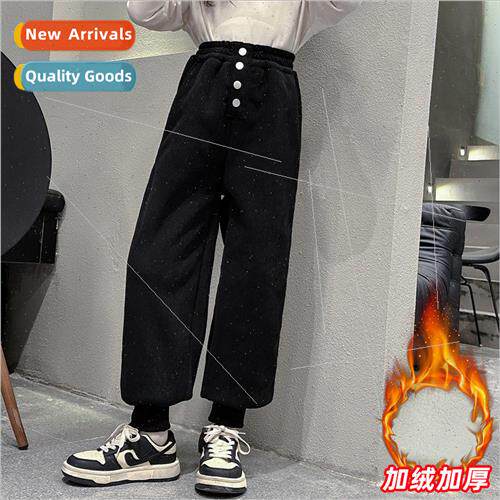 Girls padded and thickened sweat pants 2023 new childrens wi