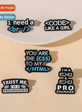 code like a girl programmer code letters metal pin computer