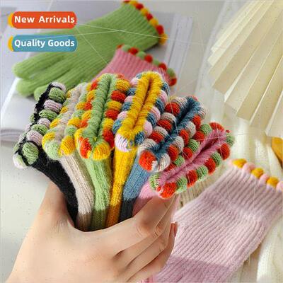 ins small sugar peas leak finger wool knitted gloves female