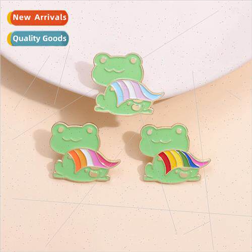 Rainbow Cartoon Animal Frog Brooch Clothing Accessories Lape