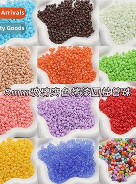5x4mm glass solid color porcelain cylindrical tube beads loo