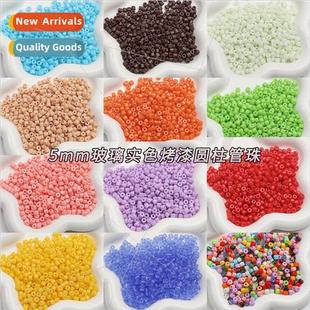 color porcelain cylindrical 5x4mm beads solid tube loo glass