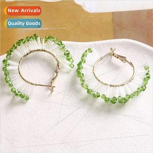 green crystal diy small handm earrings fresh beads Mori rice