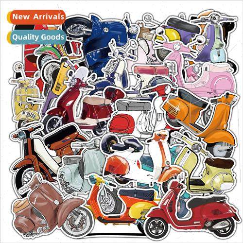 22 watercolor retro moto stickers car cell phone decorative