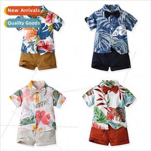 2023 Summer Childrens Hawaiian Sleeve Shirt Short Flo Flower