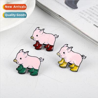 Creative Piggy Shoes Brooch Cute Pink Piggy Brooch Bag Cowbo