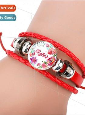 New Accessories Big Red ster sters Cowhide Bracelet Multi-La