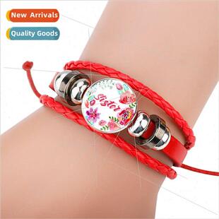 New Accessories Big Red ster sters Cowhide Bracelet Multi-La