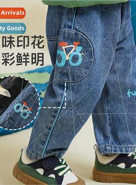 2024 spring new childrens jeans boys Korean  of the casual v