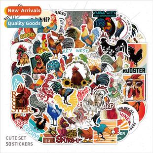 50 cartoon animals rooster waterproof stickers luggage phone