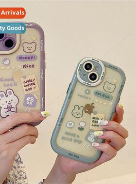 Cartoon rabbit English label 适用 iPhone13ProMax Apple 14 ph