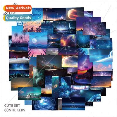 60 new starry sky clouds night landscape stickers handbook n