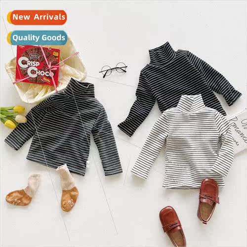 Tri-color Striped Padded Bottom Shirt 三色条纹加绒打底衫