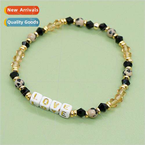 Bohemian  strings four square letter beads crystal between s