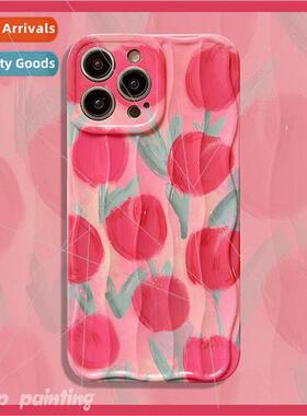 INS full screen red oil painting flowers 适用 iphone11 Apple