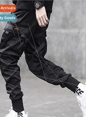 Spring and summer mens jogging pants multi-pocket sports leg