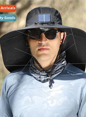 Fan hat summer men sunscreen cooling large wind solar rechar
