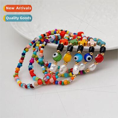 Colorful rice beads bracelet female natural freshwater pearl