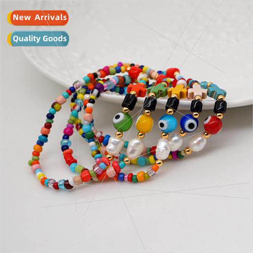 Colorful rice beads bracelet female natural freshwater pearl