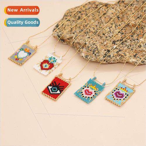Bohemian  filigree chain crown peach heart square rice bead