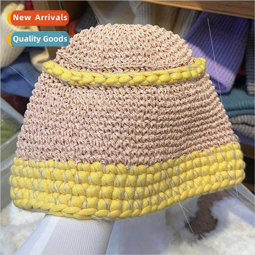 Straw fishermans hat female Japanese hollow sun hat basin ha