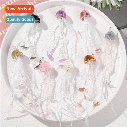 che design tassel feather jellyfish earrings pendant diy han