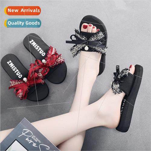 Summer new elastic cloth with slope with a word ladies sanda