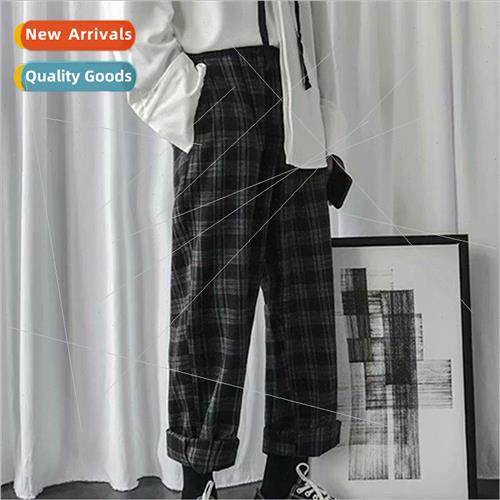 Couple plaid casual pants men and women 2021 summer new loos