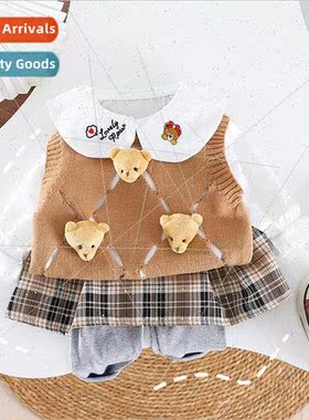 Childrens suit 2023 fall new girls sweater shirt suit colleg