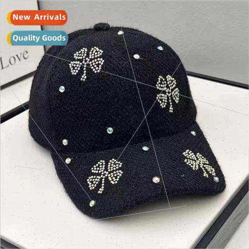 Autumn and winter new four-leaf clover rhinestone baseball c