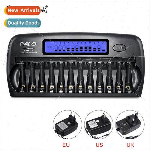 12-slot LCD Smart Battery Charger No.5 & No.7 Universal Full
