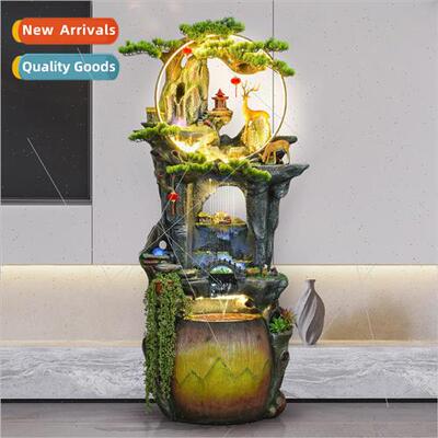 Rockery water fountain fish tank landscape living room TV ca