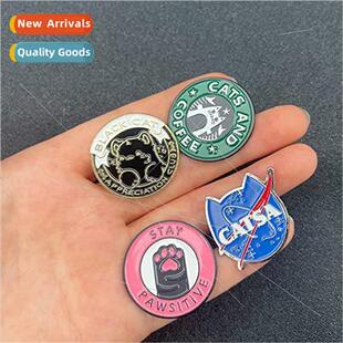 Blue Cat Planet Metal Pins Oil Drip Alloy Cowboy Personalize