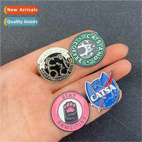 Blue Cat Planet Metal Pins Oil Drip Alloy Cowboy Personalize