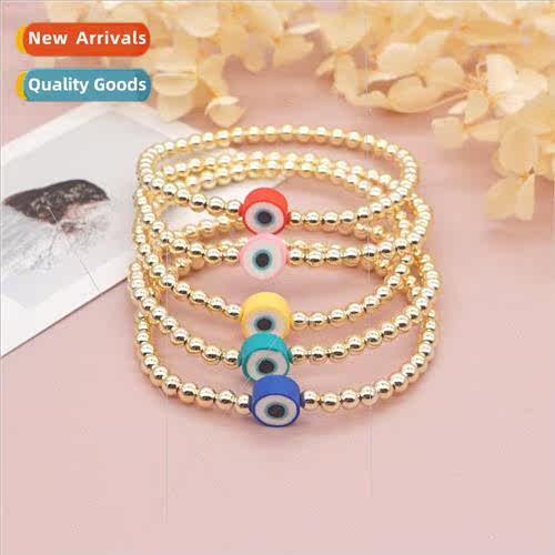 10mm Assorted Soft Ceramic Eyes Bracelet 适用 Women 4mm Acry
