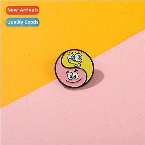 Round and stars cartoon animation metal badge good friend pi