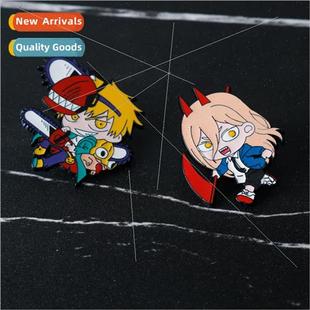 cute metal chainsaw Imp pin Pokita the man alloy badge