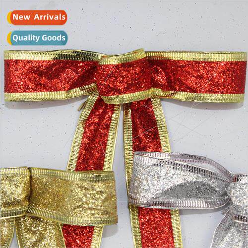 15CM Red lver Gold Glitter Onion Powder Christmas Bow Decora