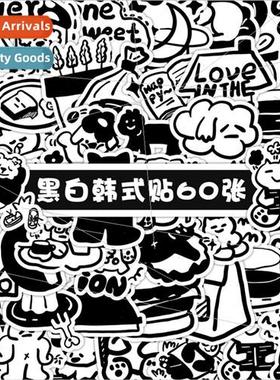 60 black and white simple  Korean stickers decorative handbo
