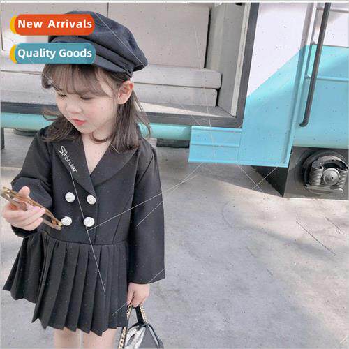 Girls spring 2023 new childrens girls suit double-breasted p