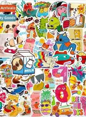 50 self-created mix and match cute quirky stickers luggage s