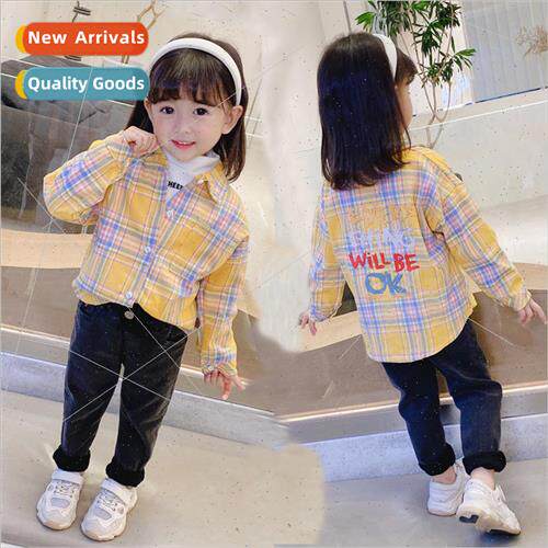 Childrens shirt plaid long-sleeved shirt spring and autumn m