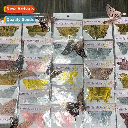 3D stereoscopic hollow butterfly gold silver rose gold metal