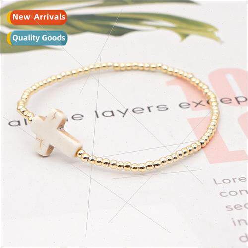 che design simple white turquoise cross bracelet women hundr